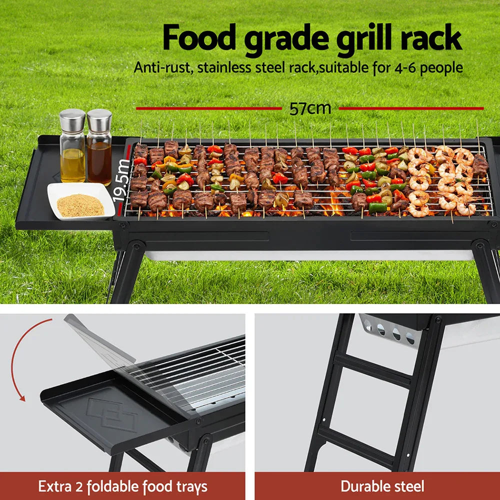 Grillz Charcoal BBQ Grill Smoker Portable Barbecue Outdoor Foldable Camping - Mekamart Australia