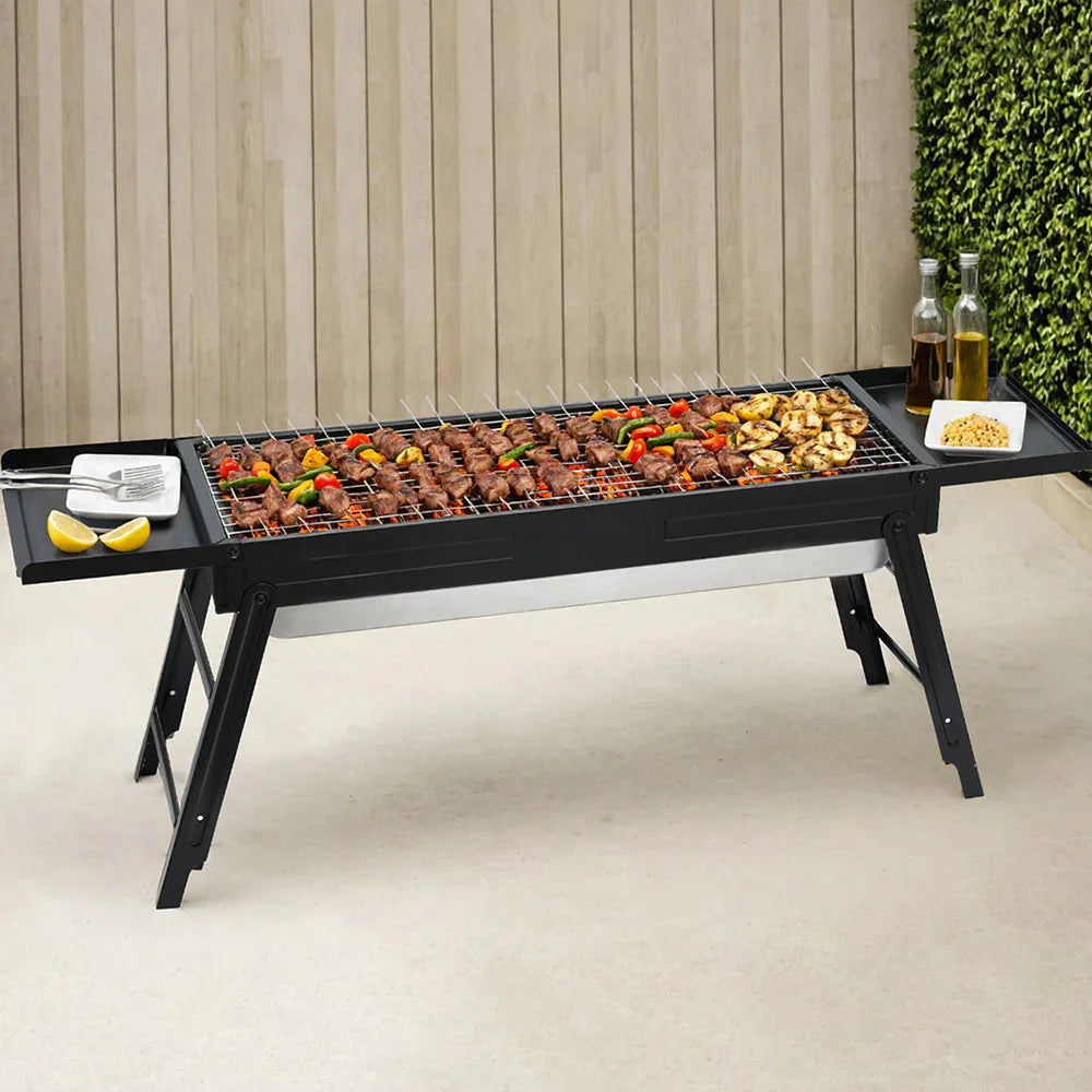 Grillz Charcoal BBQ Grill Smoker Portable Barbecue Outdoor Foldable Camping - Mekamart Australia
