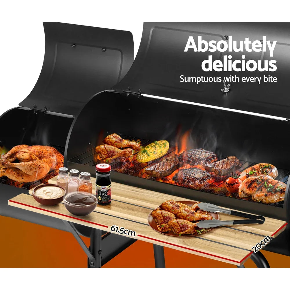 Grillz BBQ Grill 2-In-1 Offset Charcoal Smoker - Mekamart Australia