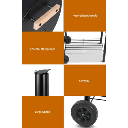 Grillz BBQ Grill 2-In-1 Offset Charcoal Smoker - Mekamart Australia