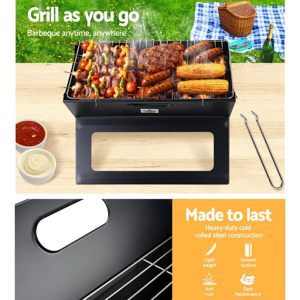 Grillz BBQ Grill Charcoal Smoker Foldable - Mekamart Australia