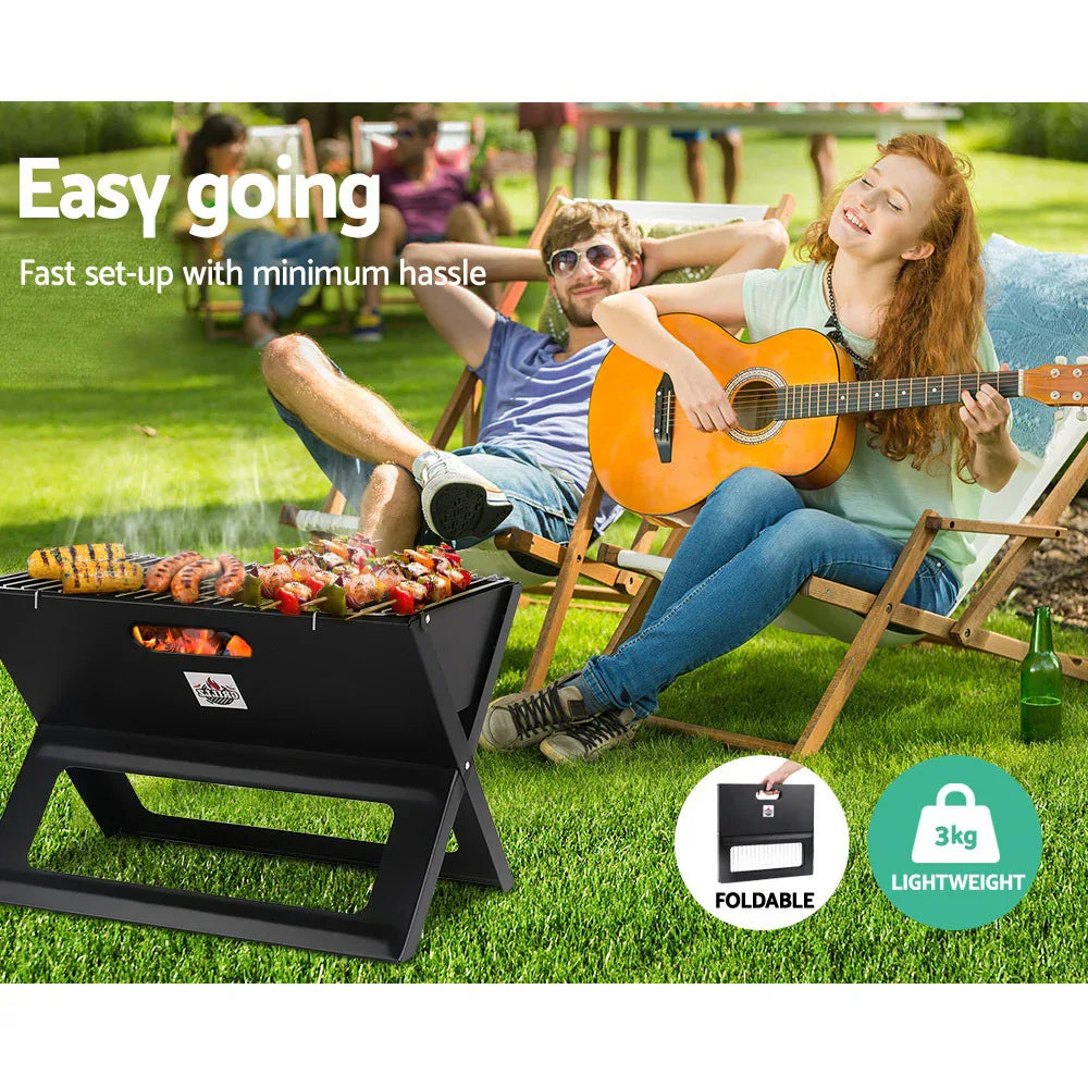 Grillz BBQ Grill Charcoal Smoker Foldable - Mekamart Australia