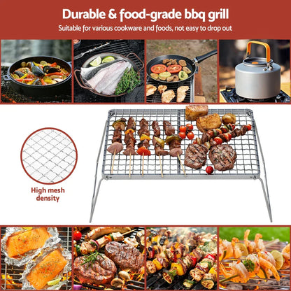 Grillz Portable BBQ Grill Charcoal Smoker Foldable Camping Outdoor - Mekamart Australia