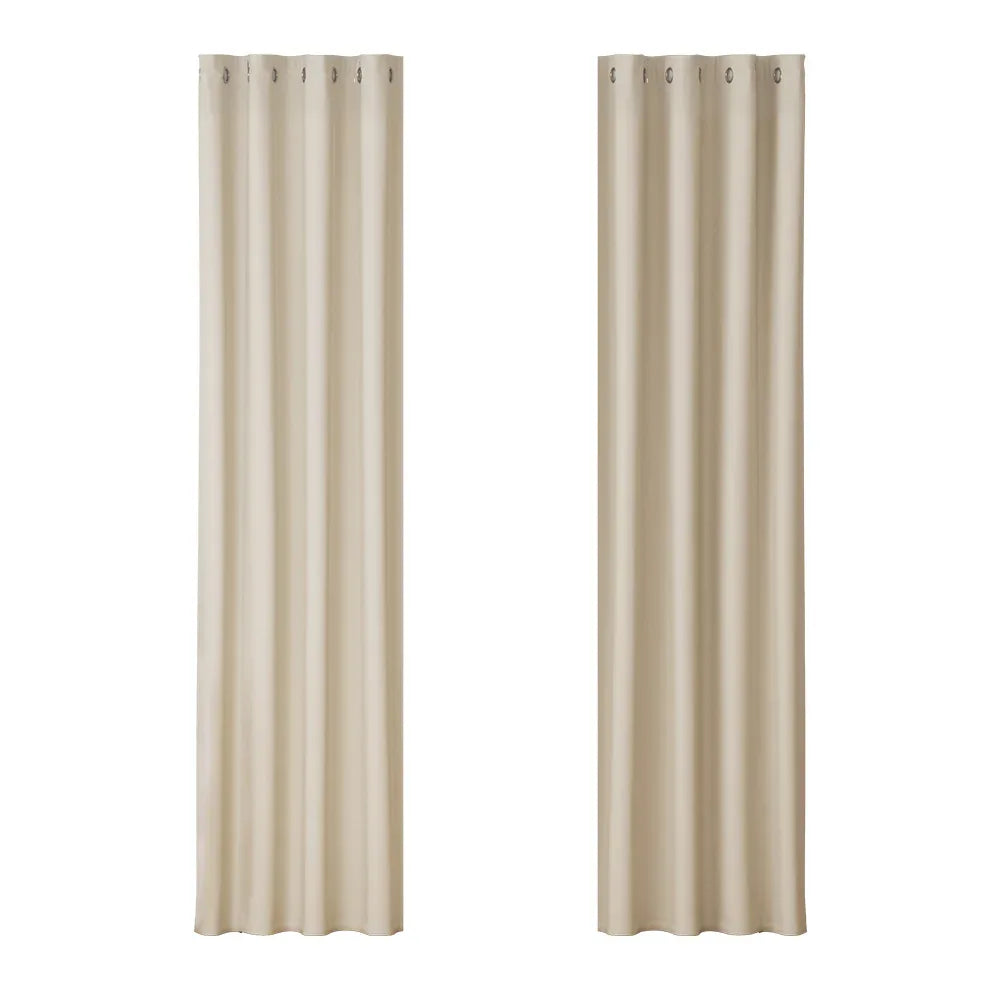 Artiss 2X Blockout Curtains Eyelet 140x230cm Beige - Mekamart Australia