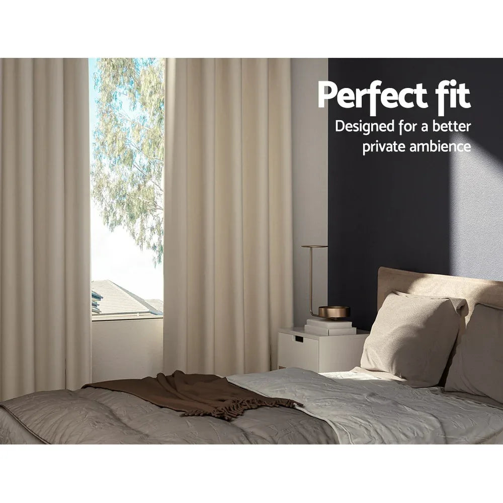 Artiss 2X Blockout Curtains Eyelet 140x230cm Beige - Mekamart Australia