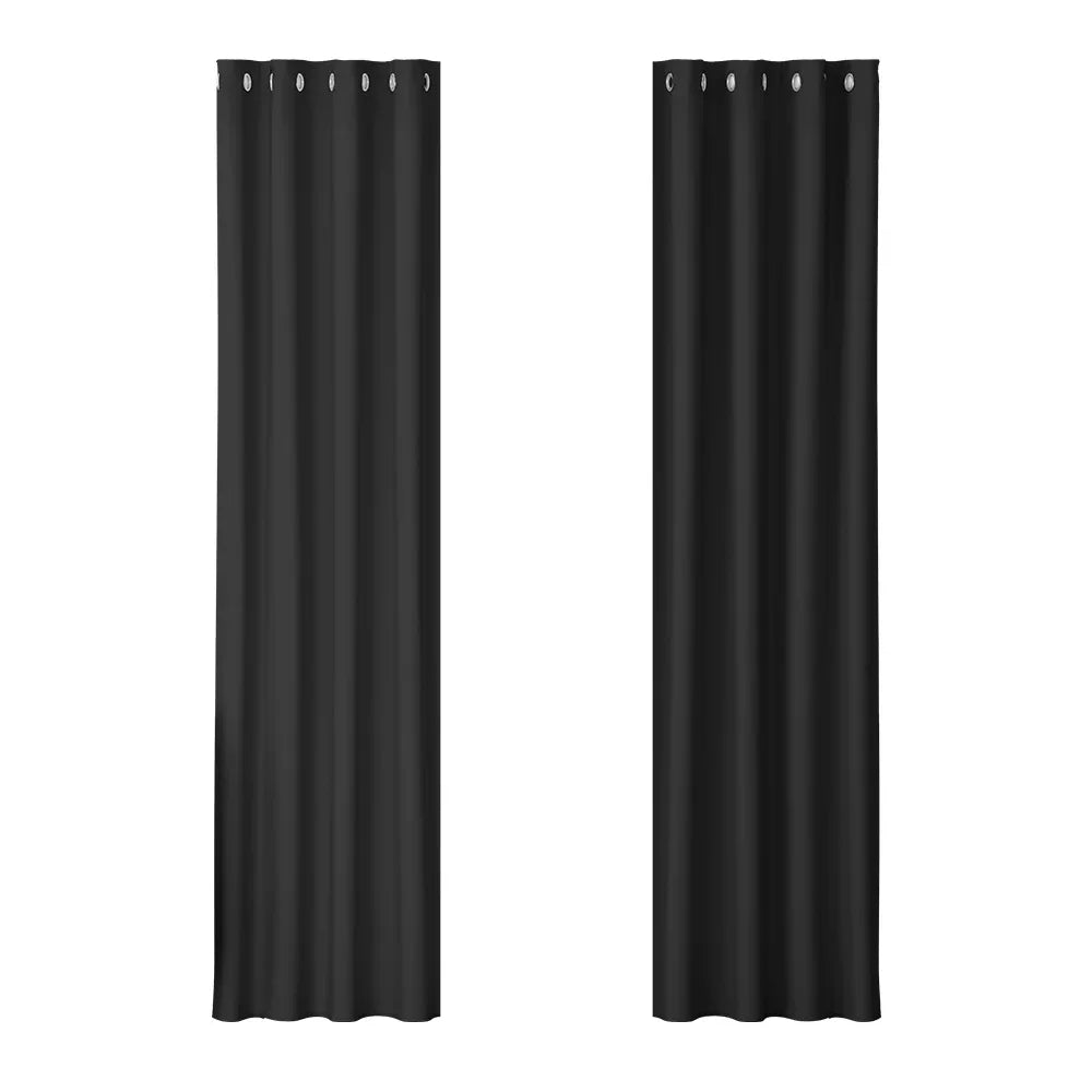 Artiss 2X Blockout Curtains Eyelet 140x230cm Black - Mekamart Australia