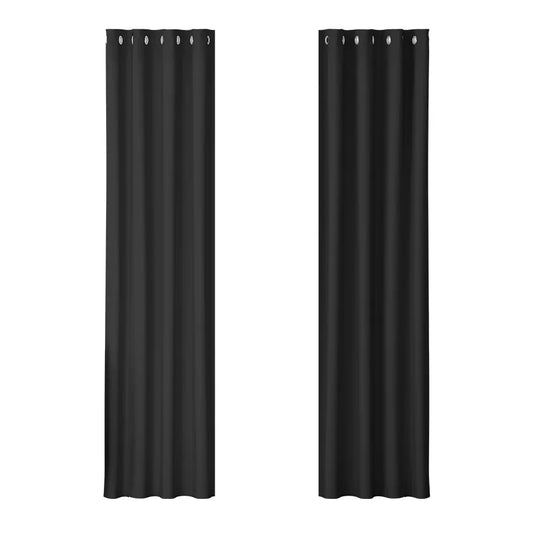 Artiss 2X Blockout Curtains Eyelet 140x230cm Black - Mekamart Australia