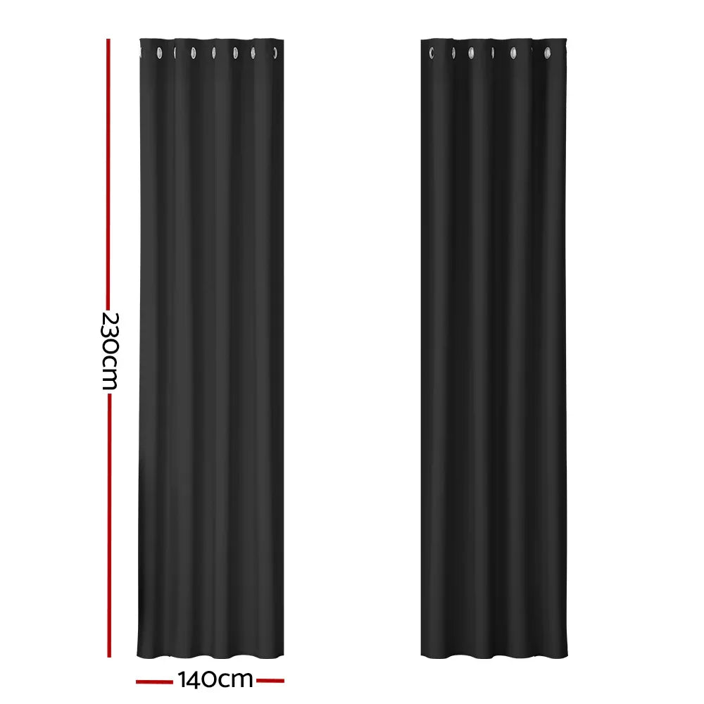 Artiss 2X Blockout Curtains Eyelet 140x230cm Black - Mekamart Australia