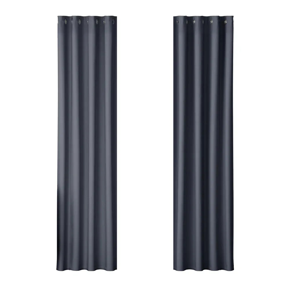 Artiss 2X Blockout Curtains Eyelet 140x230cm Charcoal - Mekamart Australia