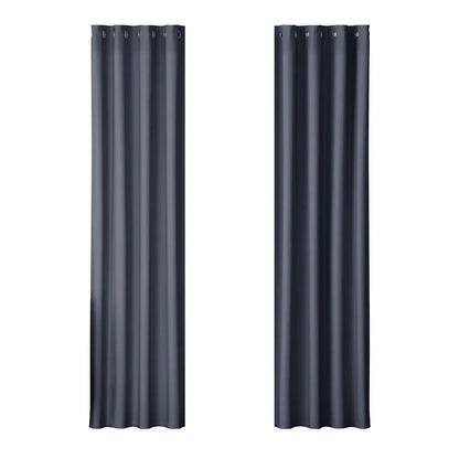Artiss 2X Blockout Curtains Eyelet 140x230cm Charcoal - Mekamart Australia