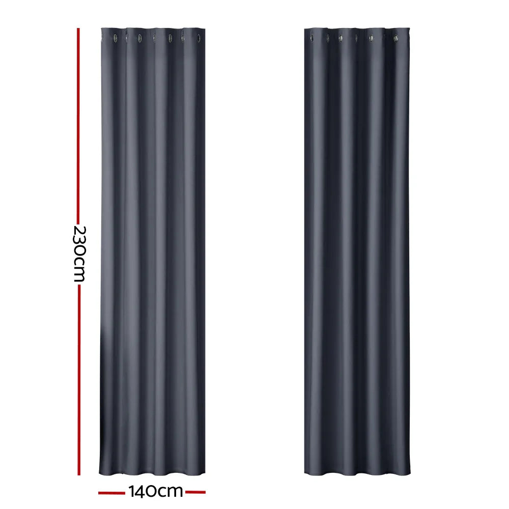 Artiss 2X Blockout Curtains Eyelet 140x230cm Charcoal - Mekamart Australia
