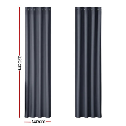 Artiss 2X Blockout Curtains Eyelet 140x230cm Charcoal - Mekamart Australia