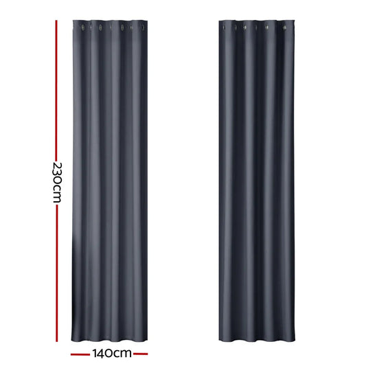 Artiss 2X Blockout Curtains Eyelet 140x230cm Charcoal - Mekamart Australia