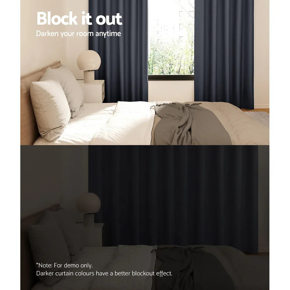Artiss 2X Blockout Curtains Eyelet 140x230cm Charcoal - Mekamart Australia