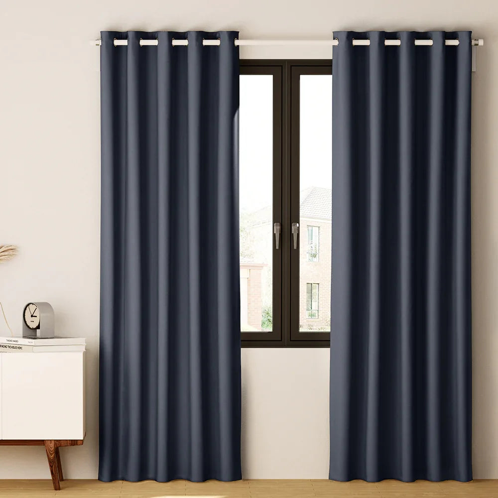 Artiss 2X Blockout Curtains Eyelet 140x230cm Charcoal - Mekamart Australia