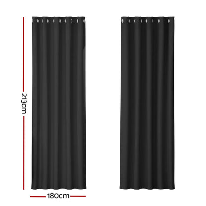 Artiss 2X Blockout Curtains Eyelet 180x213cm Black - Mekamart Australia