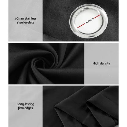 Artiss 2X Blockout Curtains Eyelet 180x213cm Black - Mekamart Australia