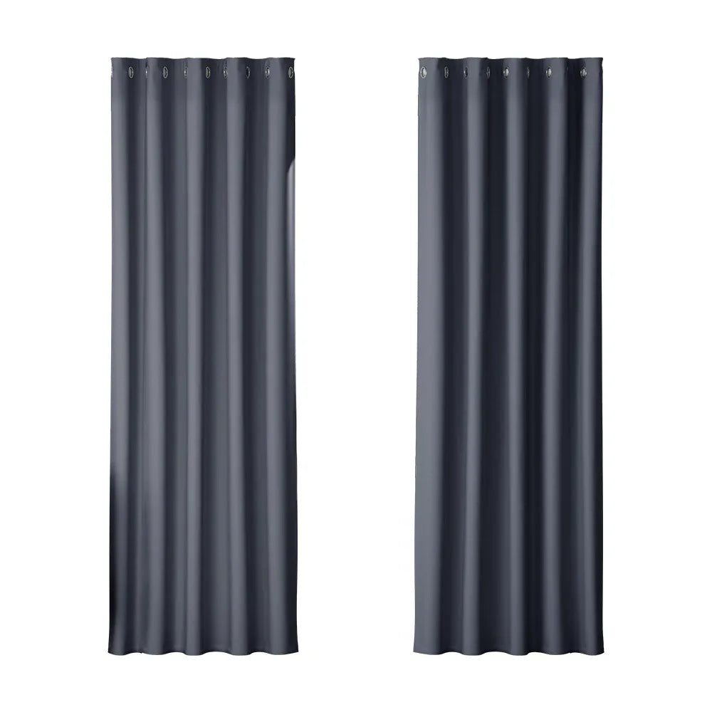 Artiss 2X Blockout Curtains Eyelet 180x213cm Charcoal - Mekamart Australia