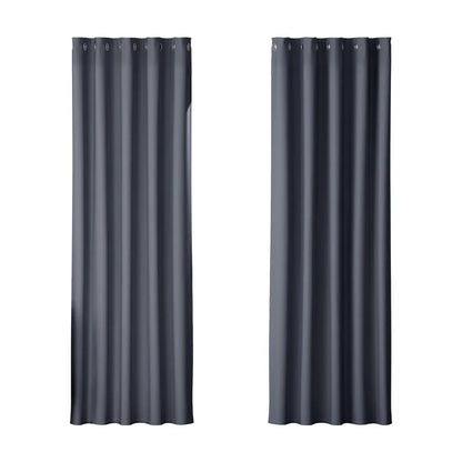 Artiss 2X Blockout Curtains Eyelet 180x213cm Charcoal - Mekamart Australia