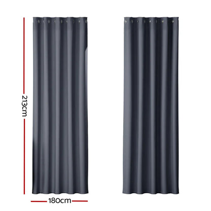 Artiss 2X Blockout Curtains Eyelet 180x213cm Charcoal - Mekamart Australia