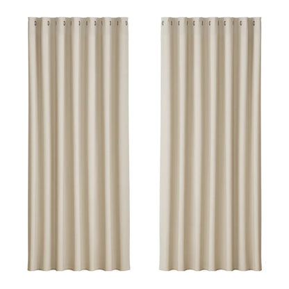 Artiss 2X Blockout Curtains Eyelet 240x230cm Beige - Mekamart Australia