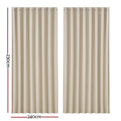 Artiss 2X Blockout Curtains Eyelet 240x230cm Beige - Mekamart Australia