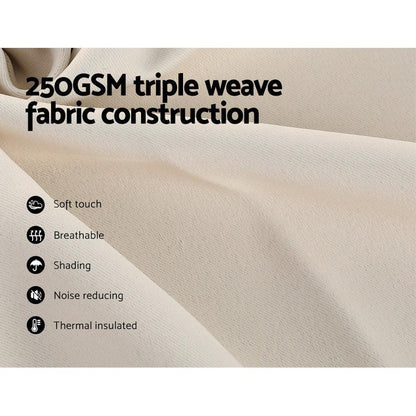 Artiss 2X Blockout Curtains Eyelet 240x230cm Beige - Mekamart Australia
