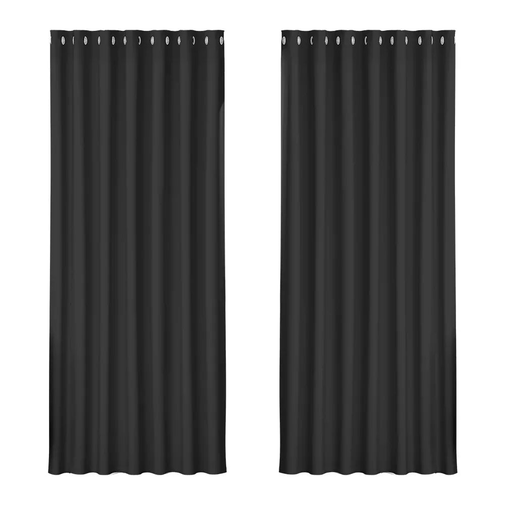 Artiss 2X Blockout Curtains Eyelet 240x230cm Black - Mekamart Australia