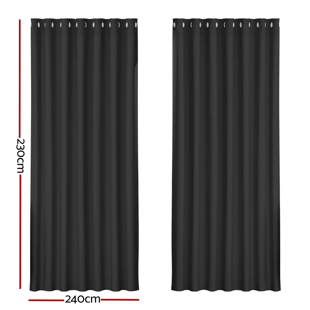 Artiss 2X Blockout Curtains Eyelet 240x230cm Black - Mekamart Australia