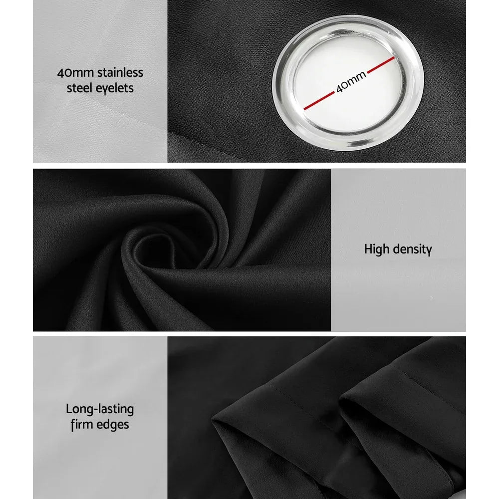 Artiss 2X Blockout Curtains Eyelet 240x230cm Black - Mekamart Australia