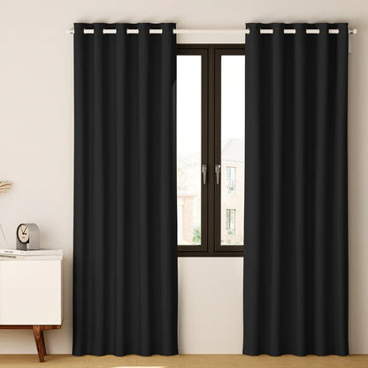 Artiss 2X Blockout Curtains Eyelet 240x230cm Black - Mekamart Australia