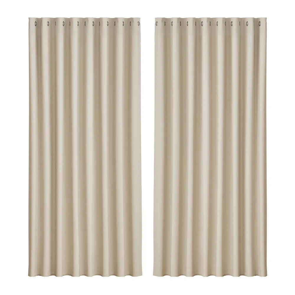Artiss 2X Blockout Curtains Eyelet 300x230cm Beige - Mekamart Australia