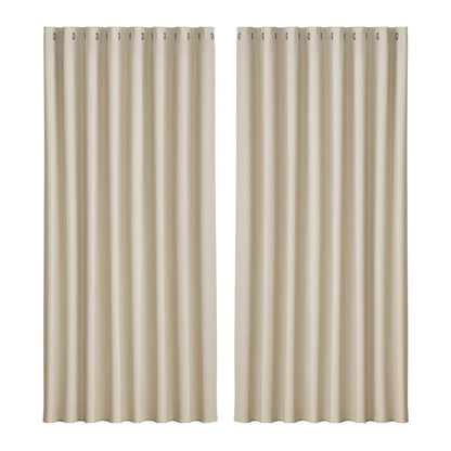 Artiss 2X Blockout Curtains Eyelet 300x230cm Beige - Mekamart Australia