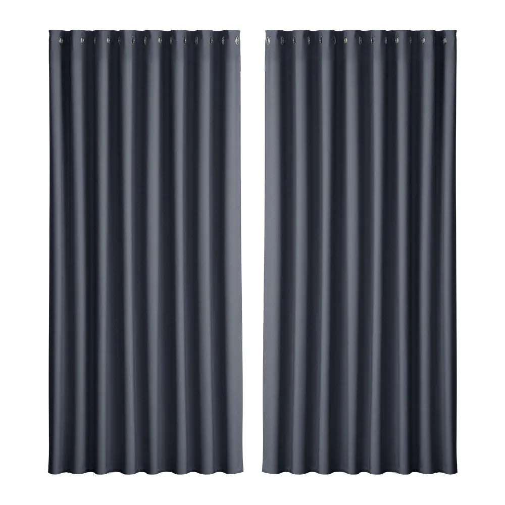 Artiss 2X Blockout Curtains Eyelet 300x230cm Charcoal - Mekamart Australia