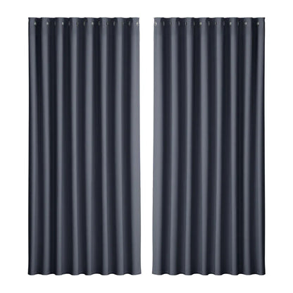 Artiss 2X Blockout Curtains Eyelet 300x230cm Charcoal - Mekamart Australia