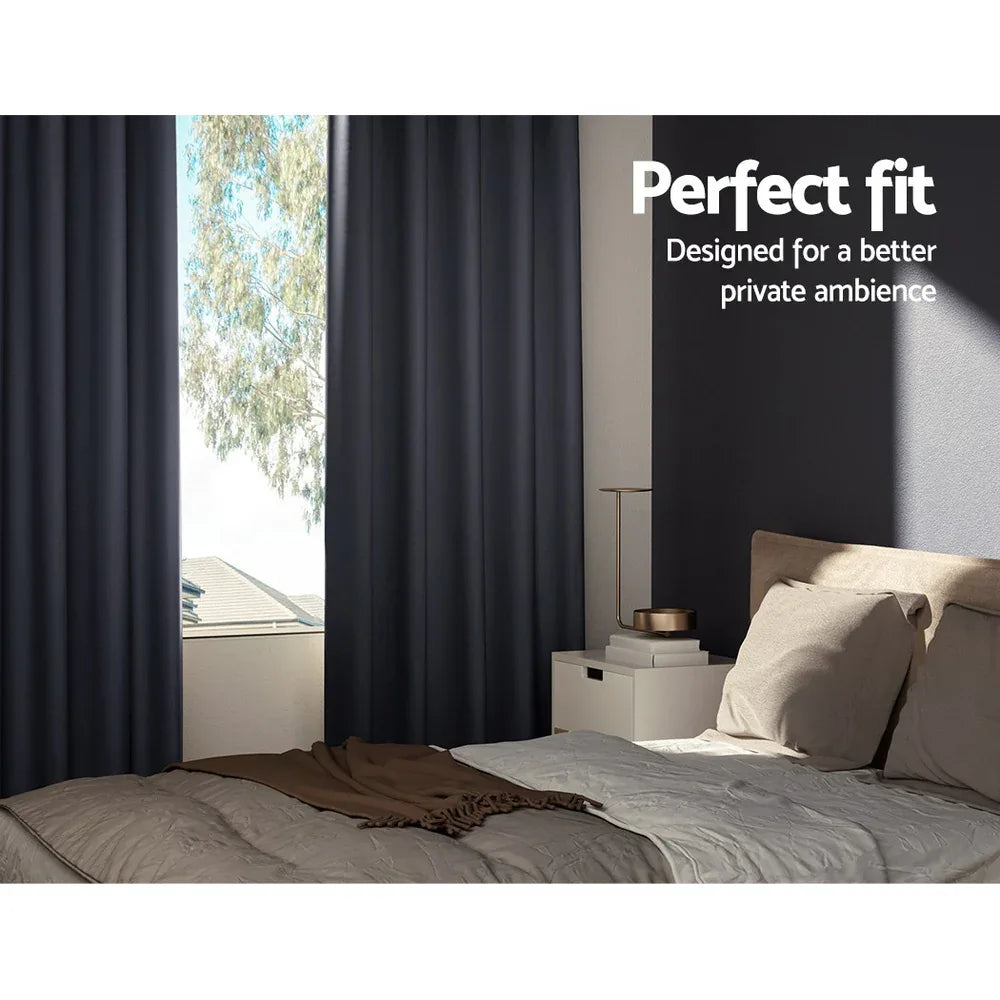 Artiss 2X Blockout Curtains Eyelet 300x230cm Charcoal - Mekamart Australia