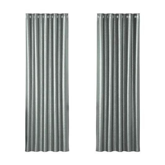 Artiss 2X Blockout Curtains Eyelet 180x213cm Grey Shine - Mekamart Australia