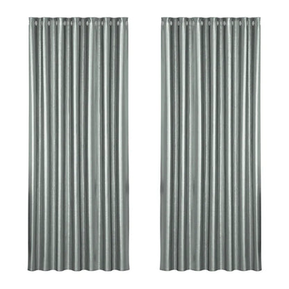 Artiss 2X Blockout Curtains Eyelet 240x230cm Grey Shine - Mekamart Australia