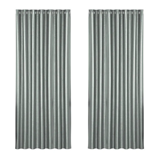 Artiss 2X Blockout Curtains Eyelet 240x230cm Grey Shine - Mekamart Australia