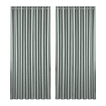 Artiss 2X Blockout Curtains Eyelet 300x230cm Grey Shine - Mekamart Australia