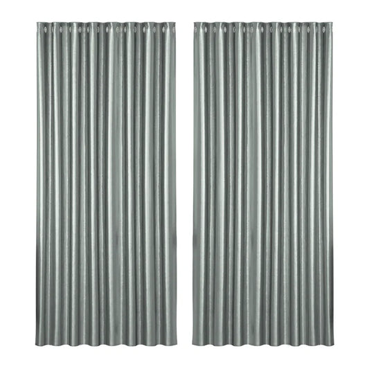 Artiss 2X Blockout Curtains Eyelet 300x230cm Grey Shine - Mekamart Australia