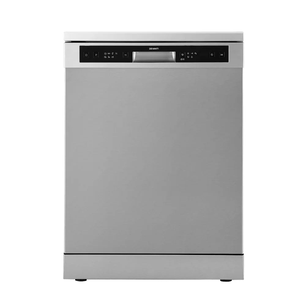 Devanti 60cm 14 Place Settings Freestanding Dishwasher Silver - Mekamart Australia