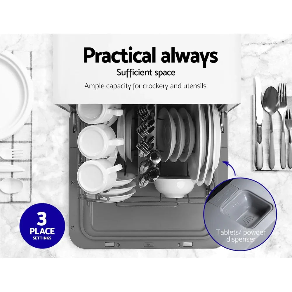 Devanti 3 Place Settings Benchtop Dishwasher - Mekamart Australia