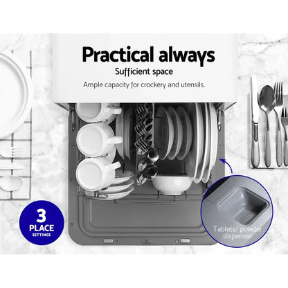 Devanti 3 Place Settings Benchtop Dishwasher - Mekamart Australia