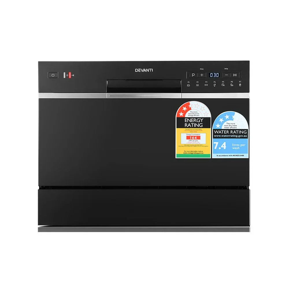 Devanti 6 Place Settings Benchtop Dishwasher Black - Mekamart Australia