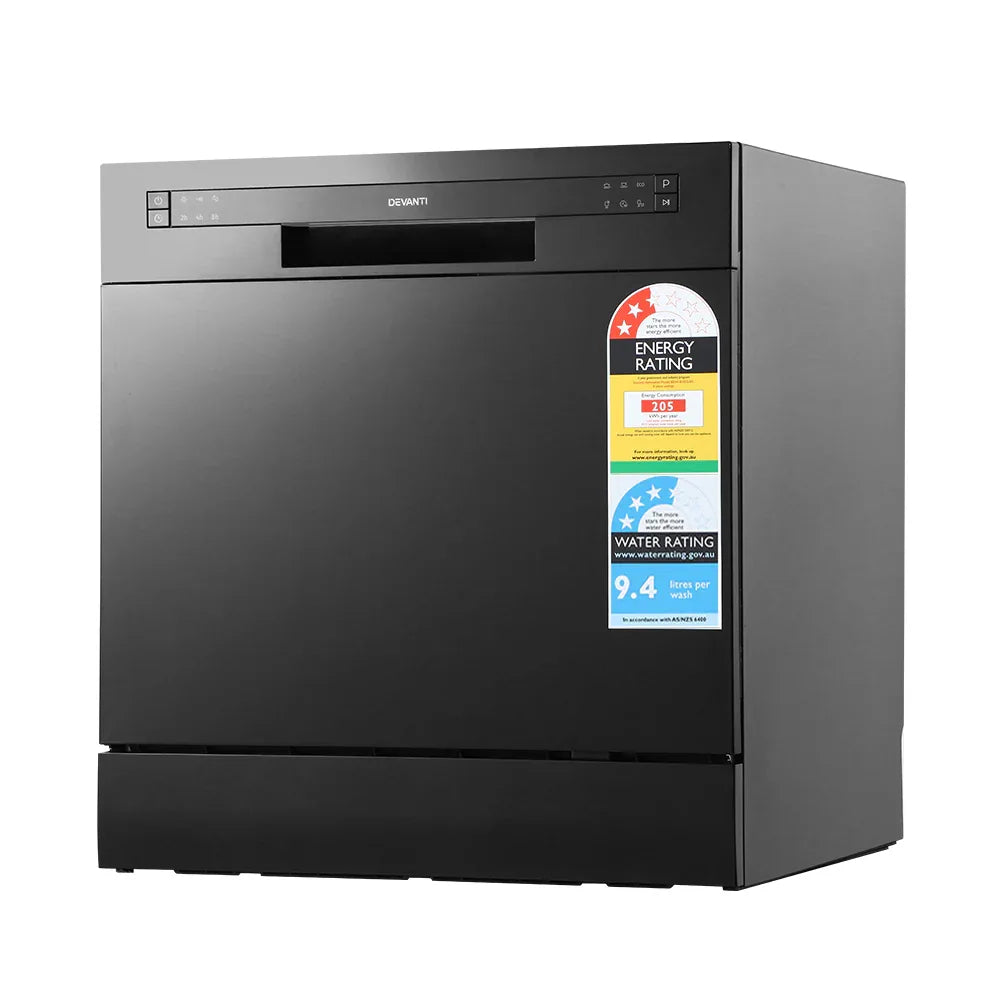 Devanti 8 Place Settings Benchtop Dishwasher Black - Mekamart Australia