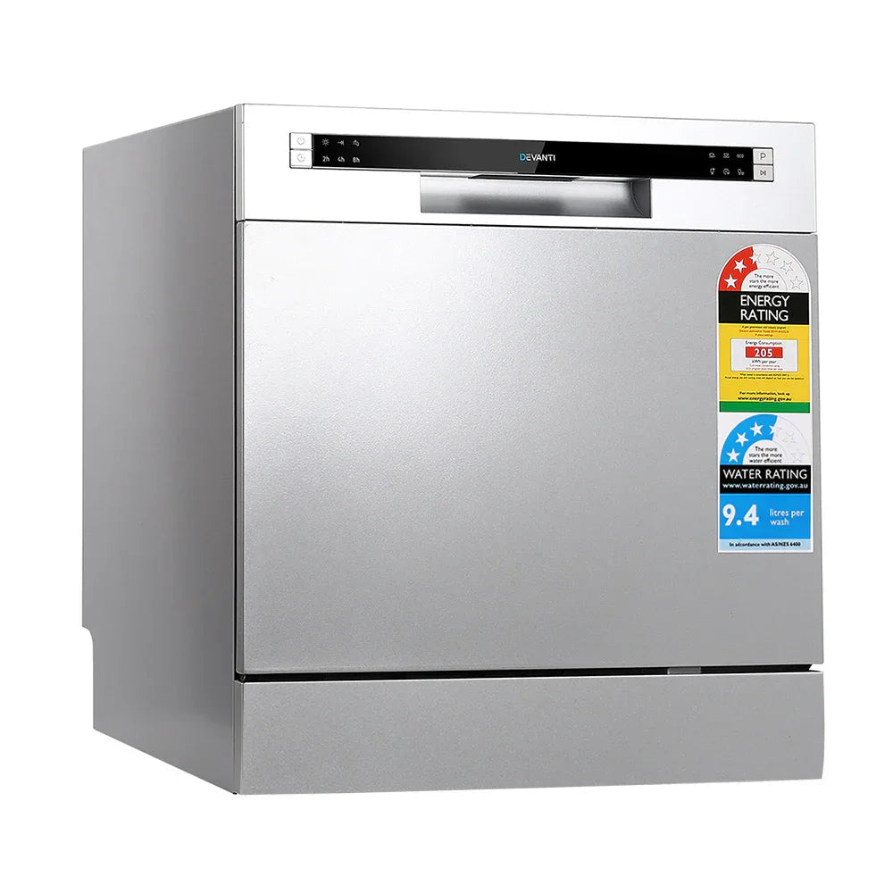 Devanti 8 Place Settings Benchtop Dishwasher Sliver - Mekamart Australia