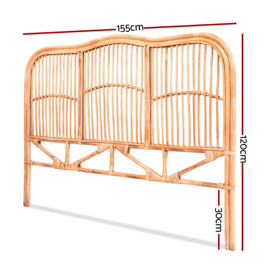 Artiss Bed Headboard Queen Bedhead Rattan - NERO Pine - Mekamart Australia