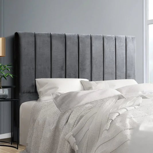 Artiss Bed Head Headboard Double Velvet - VELA Grey - Mekamart Australia