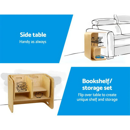 Keezi 3PCS Kids Table and Chairs Set Multifunctional Storage Desk - Mekamart Australia